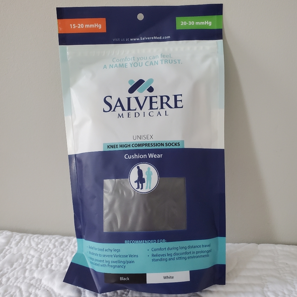 SALVERE Medical Unisex, Black Cushioned Compression Socks, Knee Highs